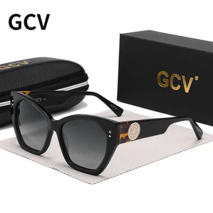 GCV 브랜드 아세테이트 외관 특허 디자인 여성용 나비 직사각형 삼각형 편광 선글라스 UV400 패션