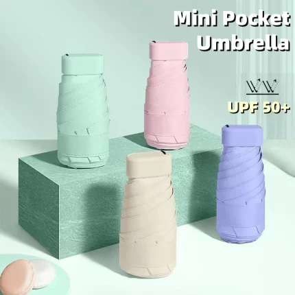 UPF50 + 미니 우산 써니 및 레인 포켓 우산 캡슐 방수 태양 보호 야외 여행 휴대용 파라솔 우산