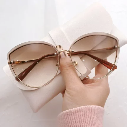 고품질 여성용 타원형 무테 선글라스 여성용 금속 케이 아이 쉐이드 운전 안경 Sonnenbrille Zonnebril Dames